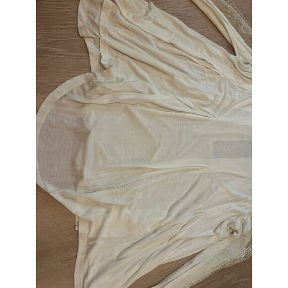 Free People Romantic Jojo Tee Mixed Media Mesh Lace Inset Long Sleeve Top Large - Picture 5 of 8